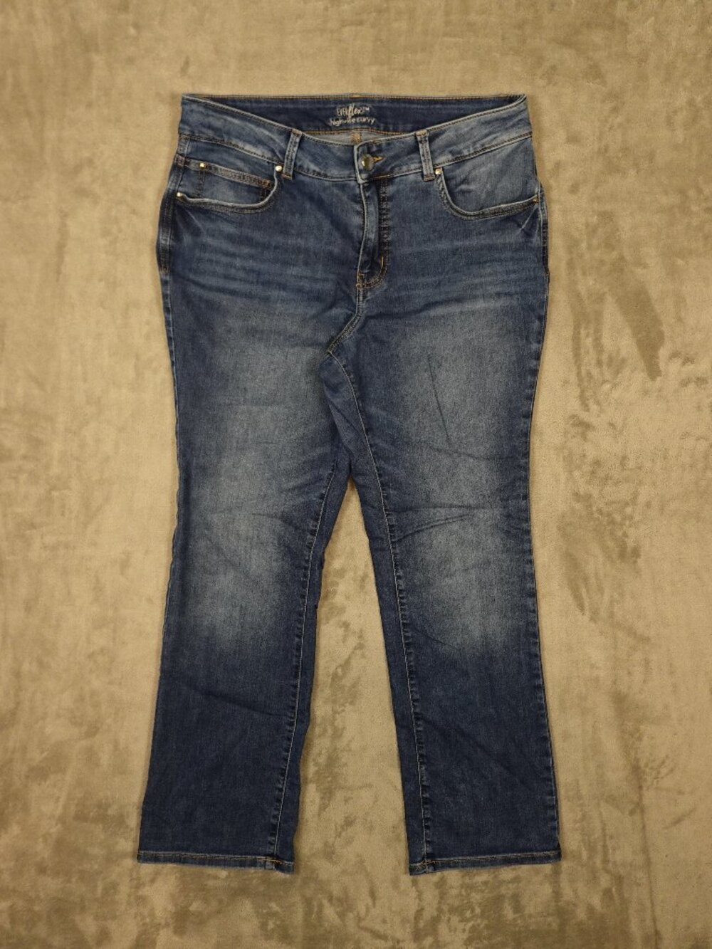 Everflex High Rise Curvy Jeans‎ Women's 14W Blue Stretch Bootcut Denim